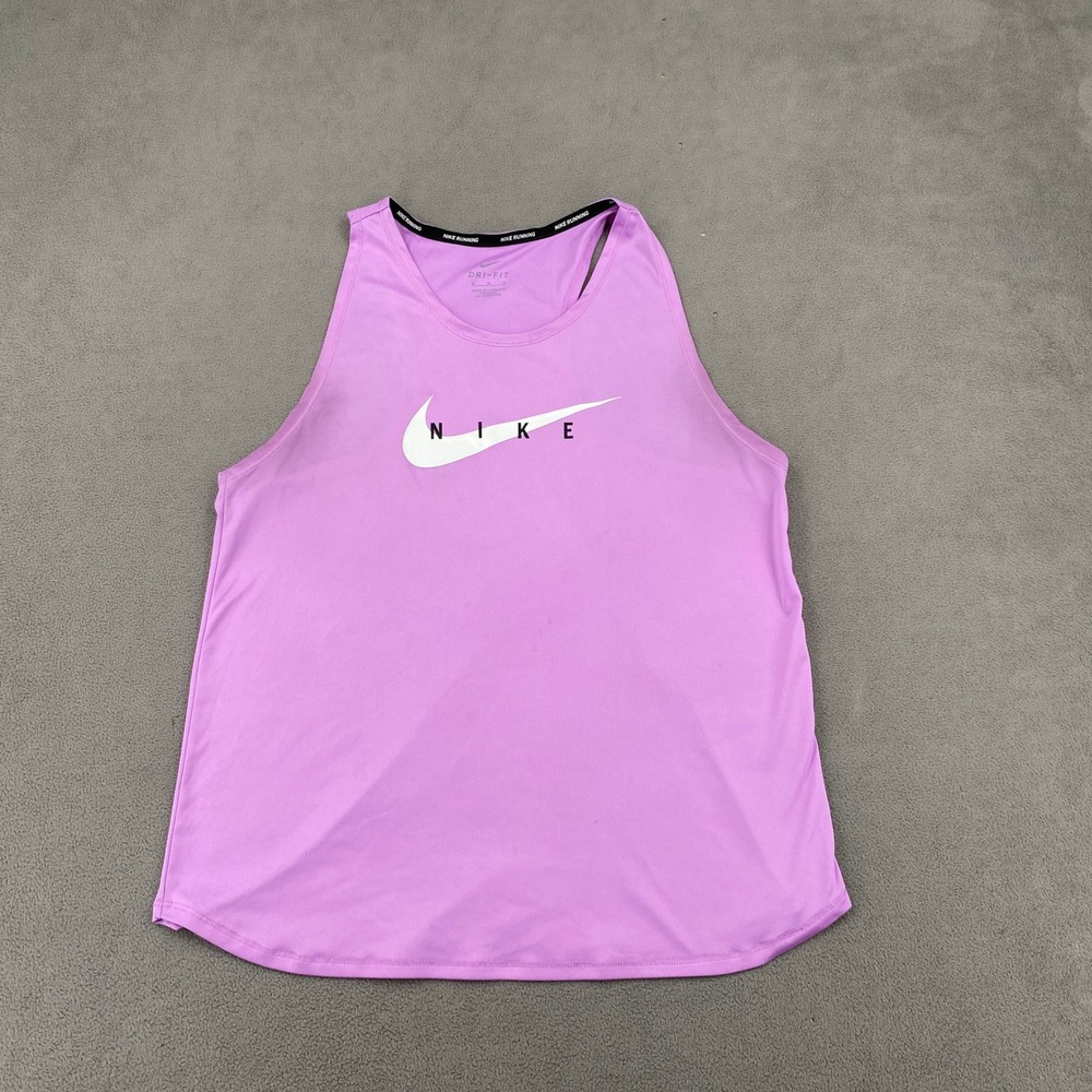 Nike Running Dri-FIT Tank Top Purple Swoosh Graphic Racerback Medium CZ5919-552